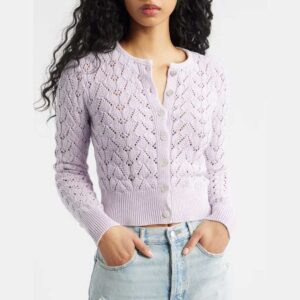 Free People Pretty in Cotton Pointelle Cardigan