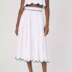 French Connection Women's Alexis Cotton Scallop Midi Skirt