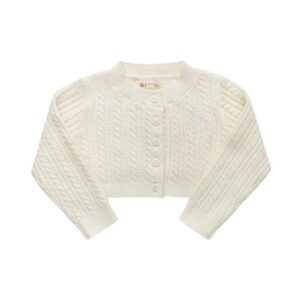 Girls Cable Knit Cardigan – Ivory – Keepsake Collection