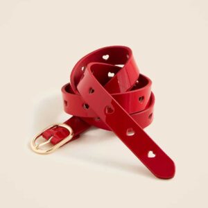 Girls’ heart cutout belt in patent leather