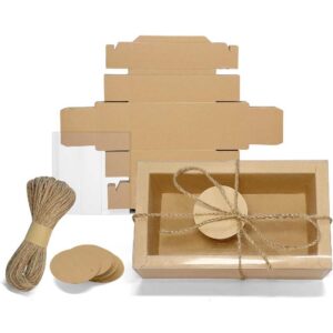 H.J. Immbir 30 Sets Kraft Gift Boxes Rectangle Kraft Paper Drawer Box