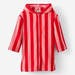 Kids Zip Thru Hooded Towel sunkissed/varsity red bold stripe