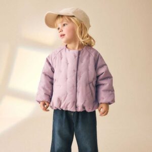 Lilac Heart Embroidered Shower Resistant Bubble Hem Coat