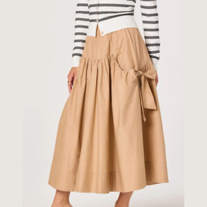 Lylah Bow Midi Skirt khaki