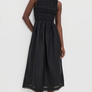 Madewell The Embroidered Melody Smocked Midi Dress