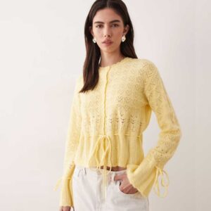 Miss Selfridge open stitch peplum hem cardigan