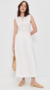Moon River Smocked Shirred Midi Dress