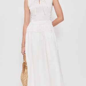 Moon River Smocked Shirred Midi Dress