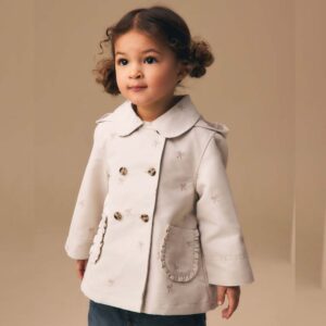 Neutral Bow Embroidered Shower Resistant Coat (3mths-7yrs)