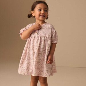 Pink Floral Button Jersey Dress (3mths-7yrs)