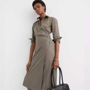 Poplin Twist Midi Shirtdress