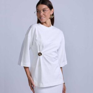 RAVE ON TREND Brooch Gather Tee