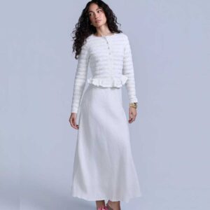 RAVE ON TREND Linen Midi Skirt - White