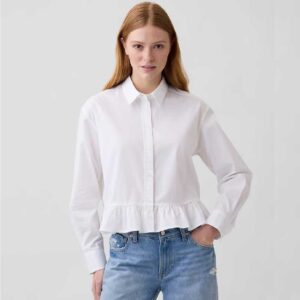 Relaxed Cropped Ruffle Shirt
