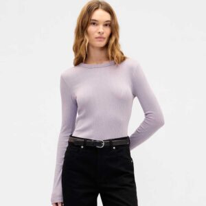 Ribbed Crewneck T-Shirt Dusty Purple Mauve