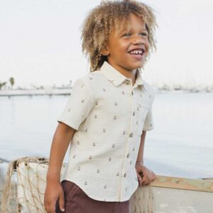Rylee + Cru  Collared Short Sleeve Shirt Anchors