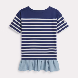 Striped Chambray-Skirt Cotton Dress
