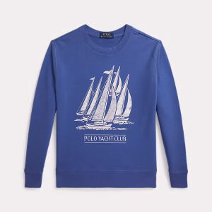 Sailboat-Print French Terry Sweatshirt