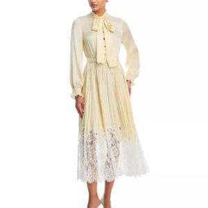 Self-Portrait Lace Trim Satin Dress