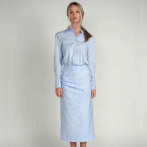 Striped Ruched Dress – Sky Blue