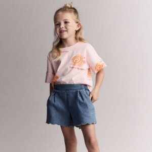 Toddler Girl Scalloped Short in Denim