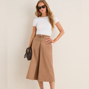 Tuckernuck Truffle Brown Chino Belted Paulette Skirt