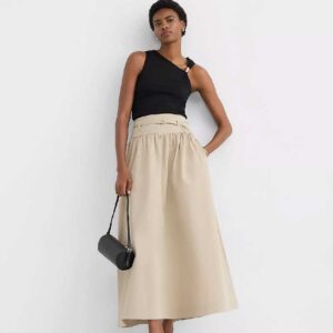 Twill Belted Maxi Pocket Skirt
