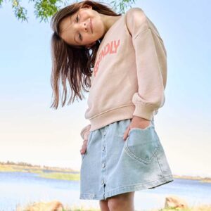 Vertbaudet Denim Skirt with Heart Pocket for Girls
