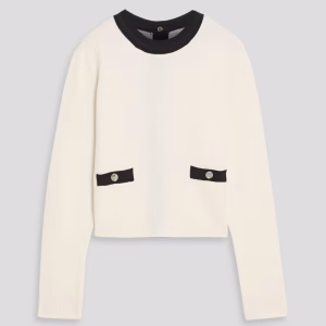 SANDRO Two-tone wool and cashmere-blend sweater