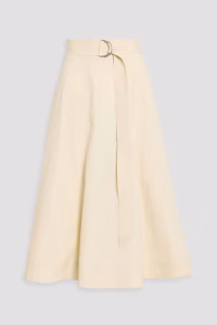 VERONICA BEARD Facia belted cotton-blend poplin midi skirt