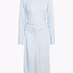 VERONICA BEARD Lex ruched striped silk-blend midi shirt dress