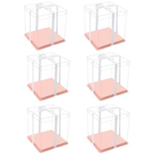XININSUN pink clear cake box with ribbon