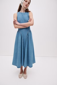 Open-Back Denim Dress