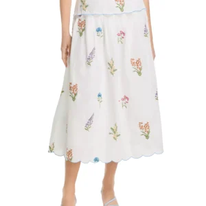 AQUA Scallop Midi Skirt