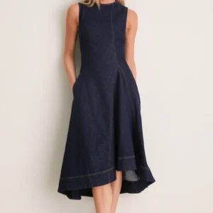 ALIGNE Indigo Liberty Denim Midi Dress