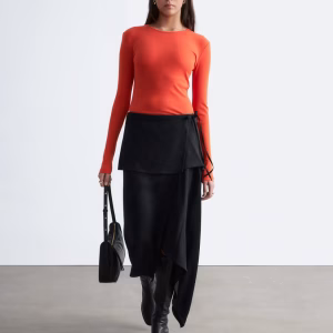 & Other Stories two-in-one midi skirt with bottom layer in black