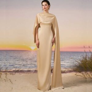 21Six cult mia x 21six nala silk satin dress in beige