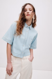 Short-Sleeved Denim Shirt