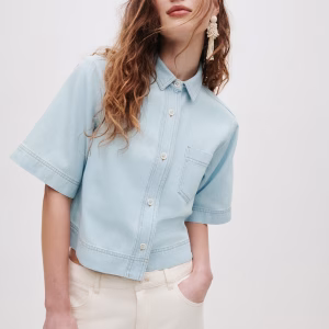 Short-Sleeved Denim Shirt