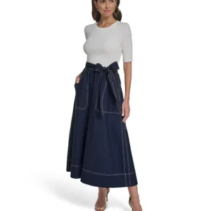 Vince Camuto Women's Knit Bodice Twofer and Midi Skirt Dress