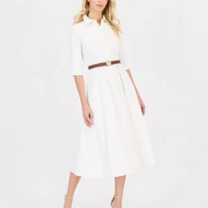 Anne Klein Women's 3/4-Sleeve Midi Shirtdress