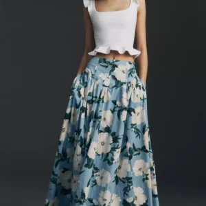 Maeve Basque-Waist Maxi Skirt