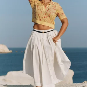 Maeve Cotton Poplin Buttondown Midi Skirt