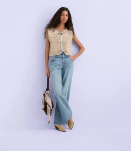 Tie Denim Vest in Washed Neutral