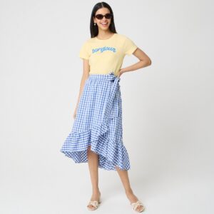 Poplin midi wrap skirt