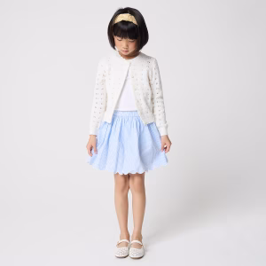 Girls' scallop-hem seersucker skirt