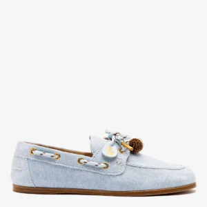 Cyprus Boat Shoe In Maya Denim Larroudé