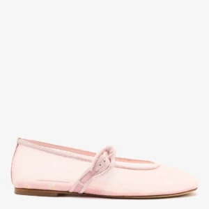Verona Mesh Ballet Flat In Strawberry Cream Mesh and Leather Larroudé