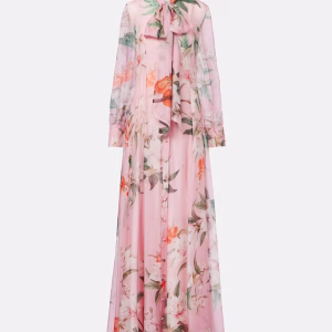 Leo Lin Lilith bow-detail floral chiffon maxi dress