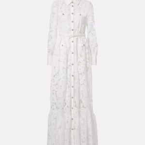 Self-Portrait Belted guipure lace shirt dress